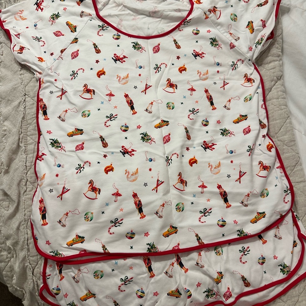 Lake Pajamas, Pima short set. Holiday print.
